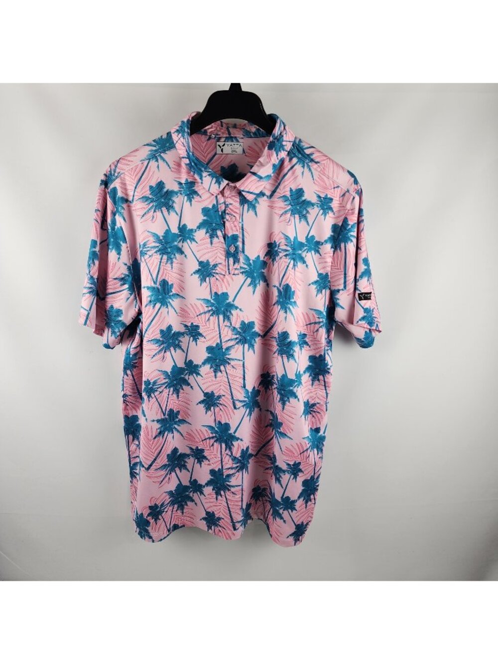 Yatta Golf Shirt Mens 2XL Floral Multi Palm Tree S/S Polo Arm Logo